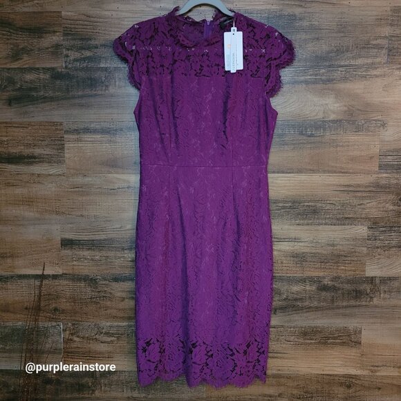 Merokeety Floral Lace Sheath Dress M Cap Sleeve Coquette Ethereal Feminine NWT - Picture 1 of 10